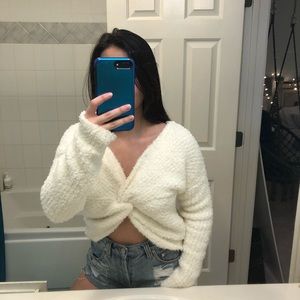 Hippie Rose White Sweater Reversable